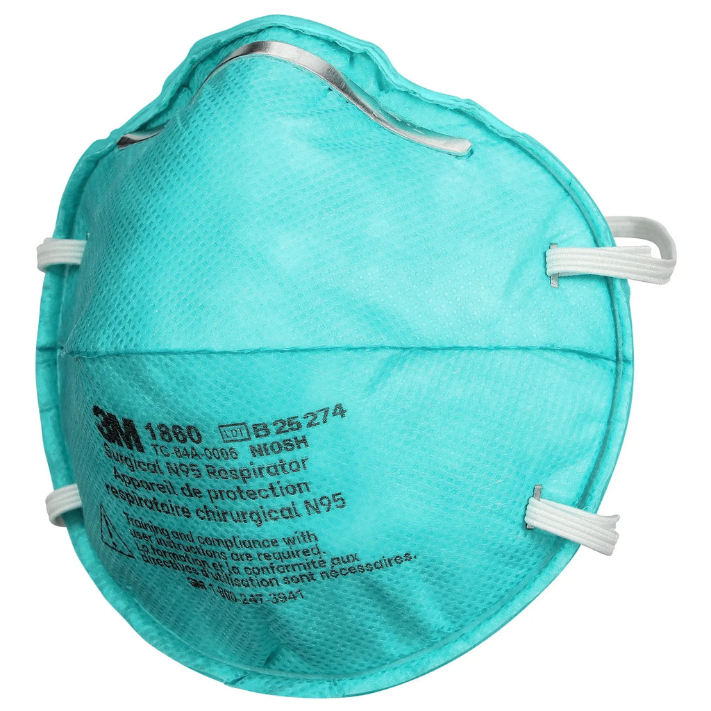3M 1860 N95 Health Care Particulate Respirator and Surgical Mask, Teal
