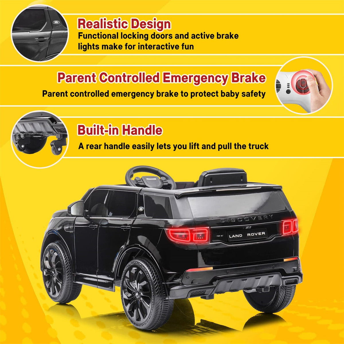 12V Licensed Land Rover Ride-On Toy for Kids with Remote Control and MP3 Player