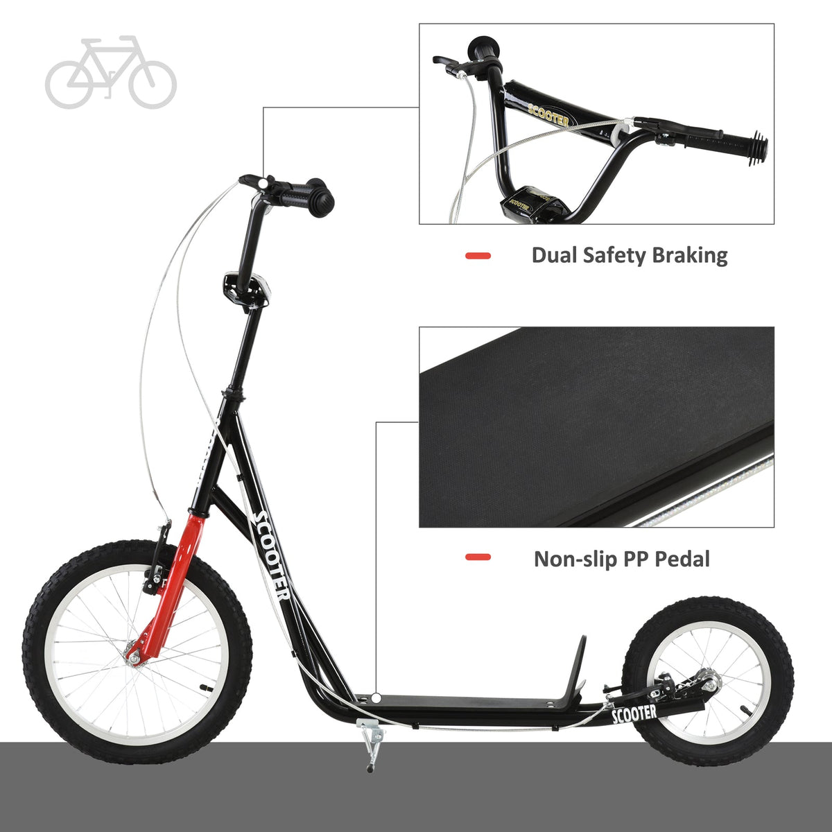 Adjustable Handlebar Kick Scooter for Youth and Teens Age 5 and Up